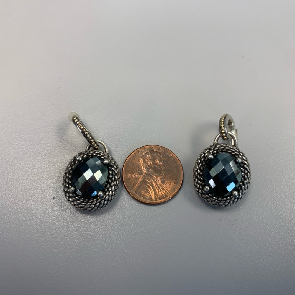 Made in Thailand nickel free SS (925) /14k gold earrings -gray stone